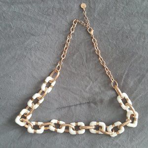 White & Gold Square Links Necklace